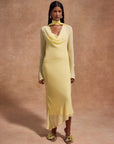 CRISTOBAL MIDI DRESS IN SHERBET YELLOW CHIFFON