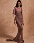 LUCHO MAXI DRESS IN ASH BROWN SILK CHIFFON