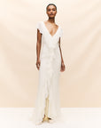 MACAROON MAXI DRESS IN SILK CHIFFON IVORY