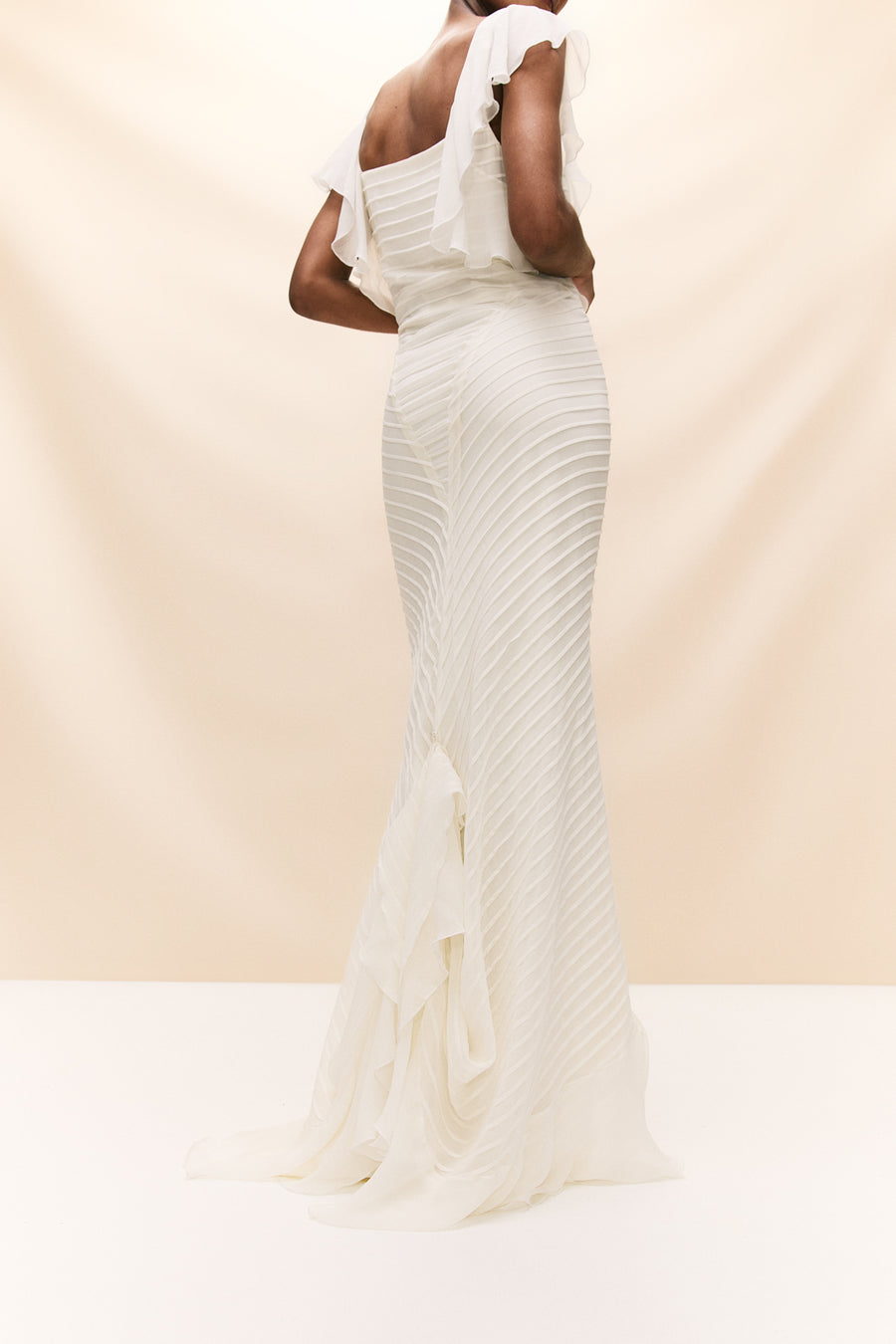 MACAROON MAXI DRESS IN SILK CHIFFON IVORY