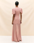 AGUA MAXI DRESS IN BLUSH CRINKLE CHIFFON