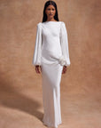 VIVIR MAXI DRESS IN OPTIC IVORY HAMMERED SATIN