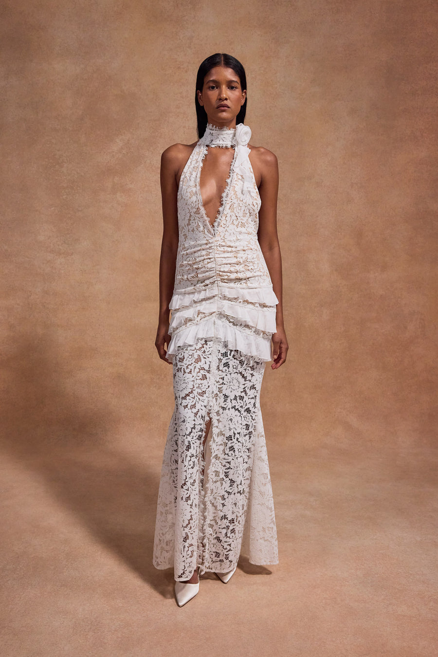 BONITA MAXI DRESS IN COTTON LACE AND CHIFFON