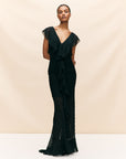 MACAROON MAXI DRESS IN BLACK CHIFFON