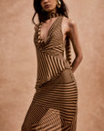 DIOSA  SKIRT IN VIVID STRIPE SILK CHIFFON