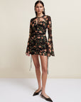 LORENA MINI DRESS IN BLACK & RED FLOR DE AMOR