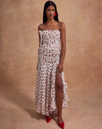 ROSADO MAXI DRESS IN POLKA DOT IVORY RED CHIFFON