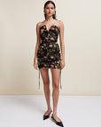 LORENA MINI DRESS IN BLACK & RED FLOR DE AMOR