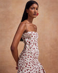 ROSADO MAXI DRESS IN POLKA DOT IVORY RED CHIFFON