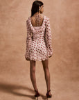 GRACIA MINI DRESS IN IVORY RED POLKA DOT SILK CHIFFON