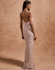 ESPERANZA LONG DRESS IN IVORY RED POLKA DOT CREPE DE CHINE