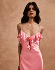 ESPERANZA MAXI DRESS IN BALLET PINK SILK SATIN