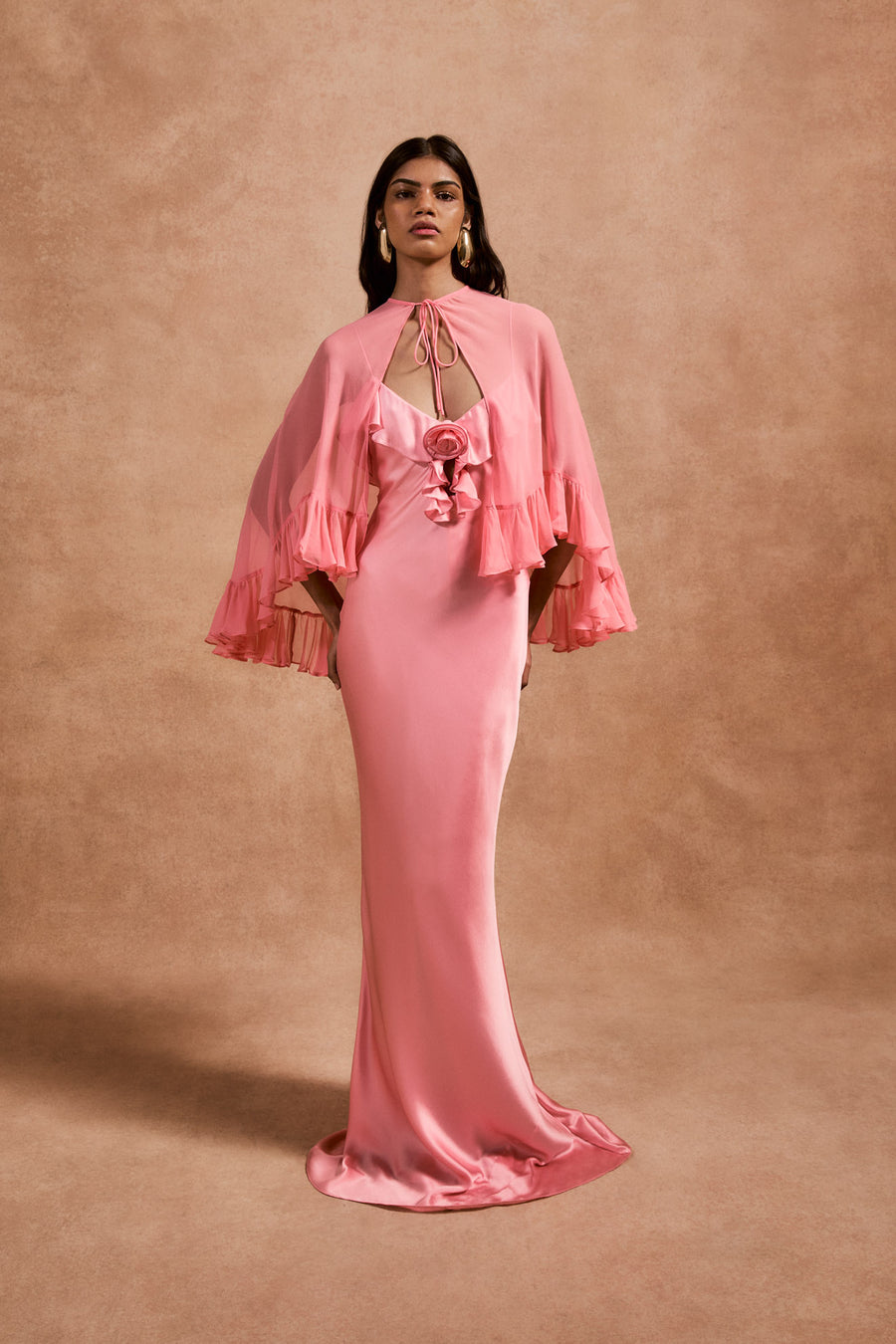 ESPERANZA MAXI DRESS IN BALLET PINK SILK SATIN