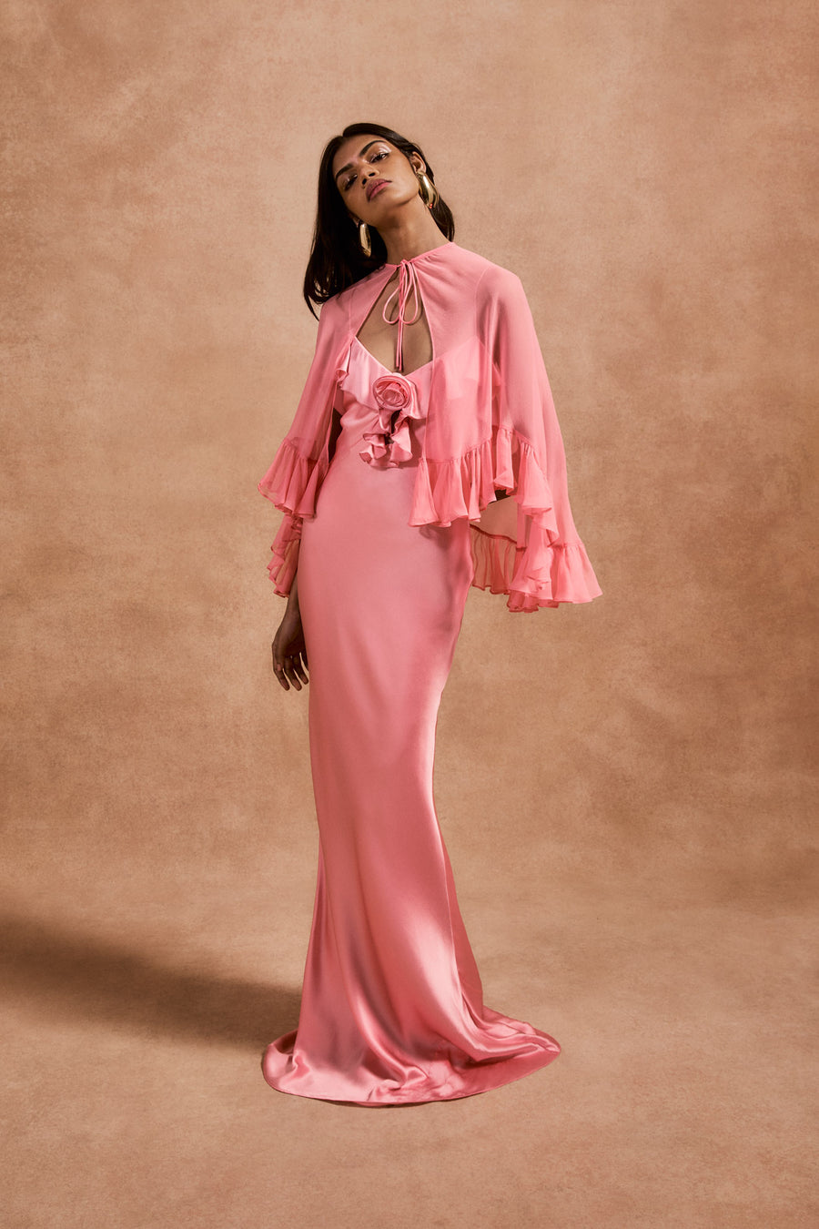 ESPERANZA MAXI DRESS IN BALLET PINK SILK SATIN