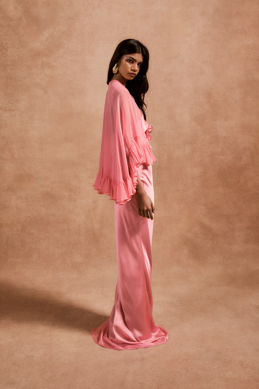 ESPERANZA MAXI DRESS IN BALLET PINK SILK SATIN