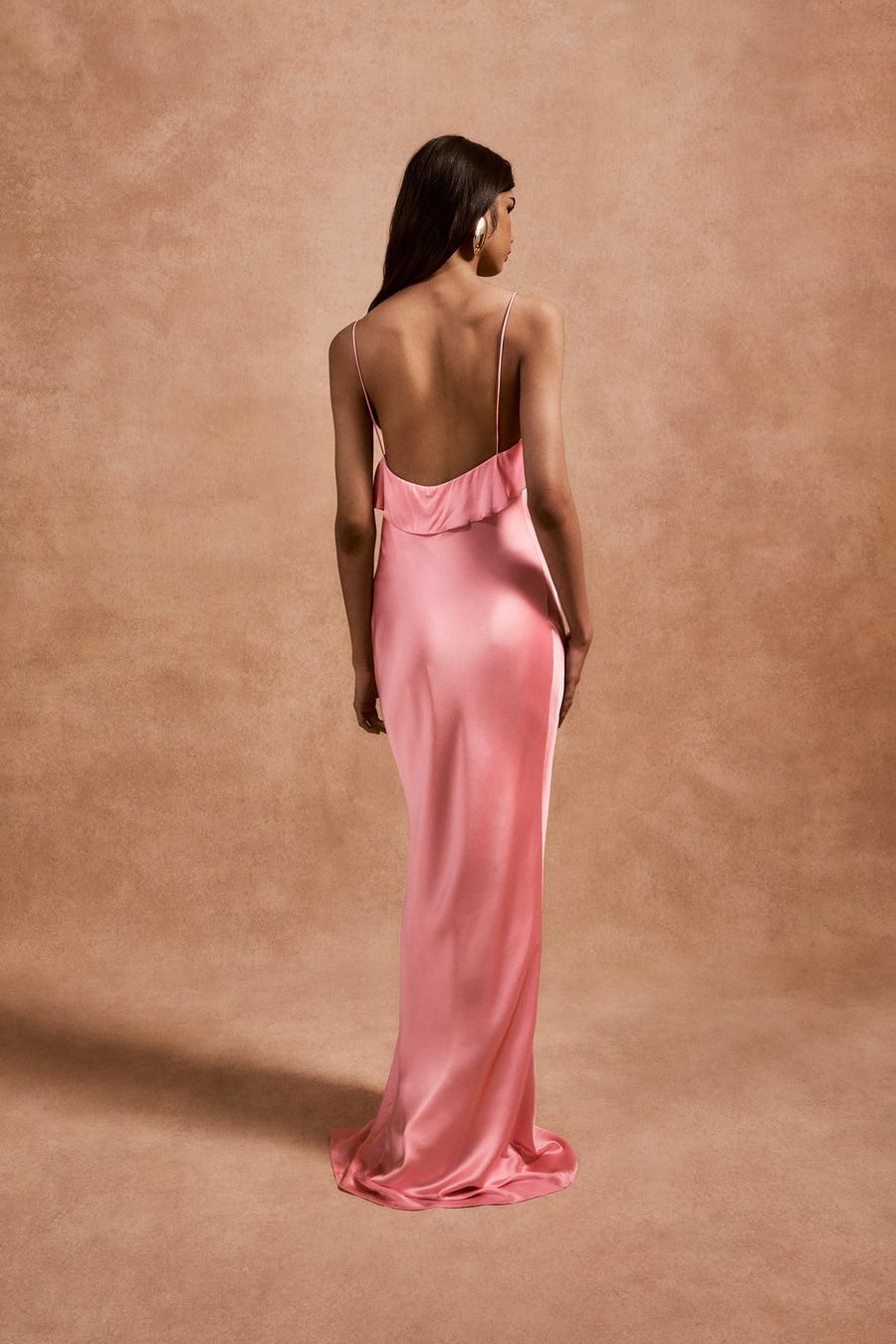 ESPERANZA MAXI DRESS IN BALLET PINK SILK SATIN