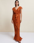 MACAROON MAXI DRESS IN TERRACOTTA CRINKLE CHIFFON