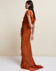 MACAROON MAXI DRESS IN TERRACOTTA CRINKLE CHIFFON