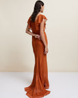 MACAROON MAXI DRESS IN TERRACOTTA CRINKLE CHIFFON