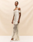 BELLEZA MAXI DRESS IN IVORY SILK SATIN AND LACE (MADE TO ORDER)