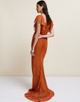 MACAROON MAXI DRESS IN TERRACOTTA CRINKLE CHIFFON