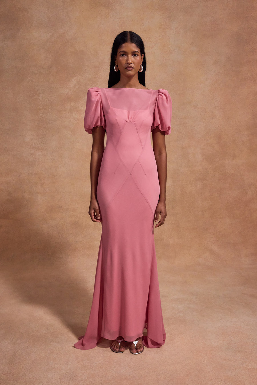 SABIA MAXI DRESS IN BALLET PINK CHIFFON