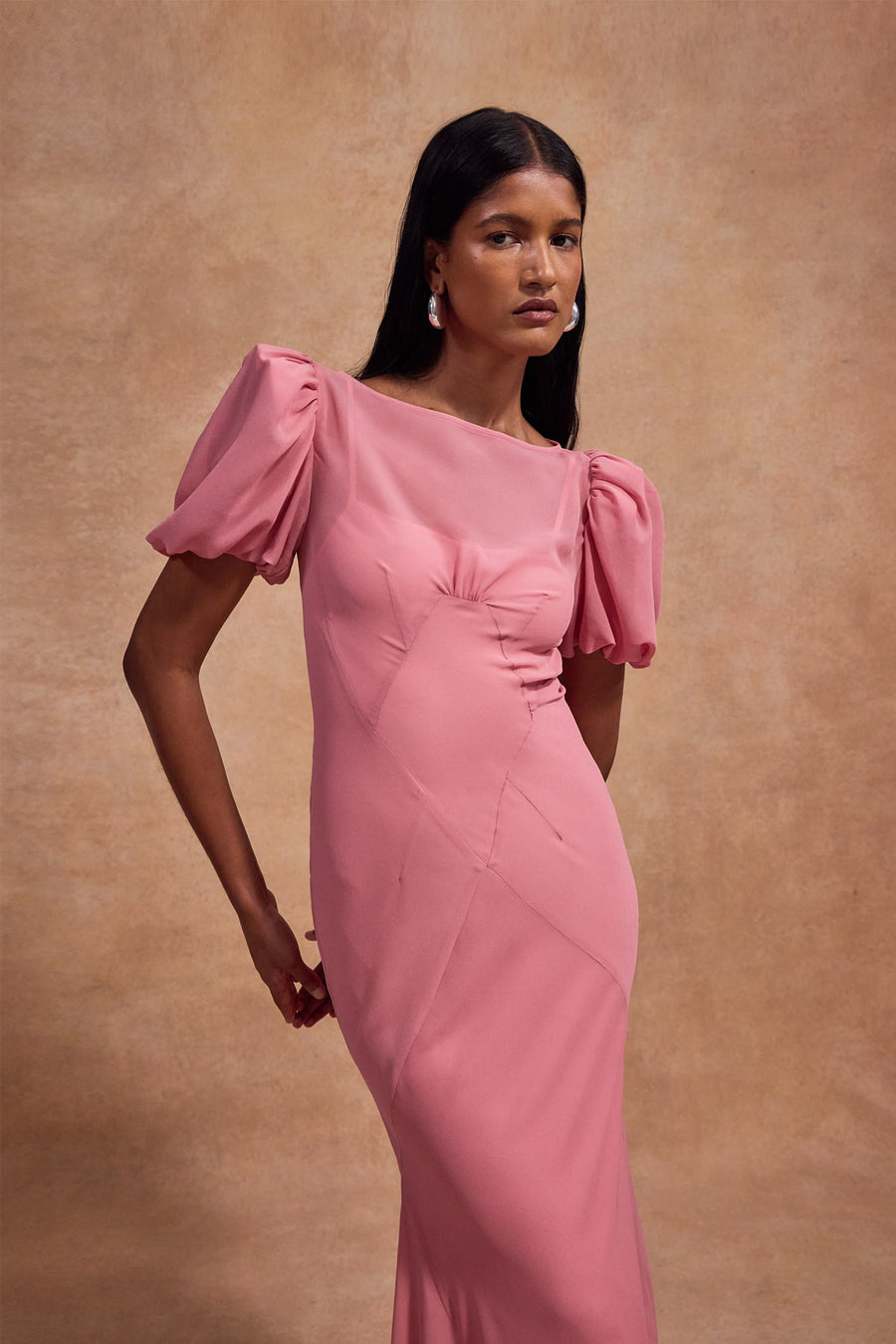 SABIA MAXI DRESS IN BALLET PINK CHIFFON