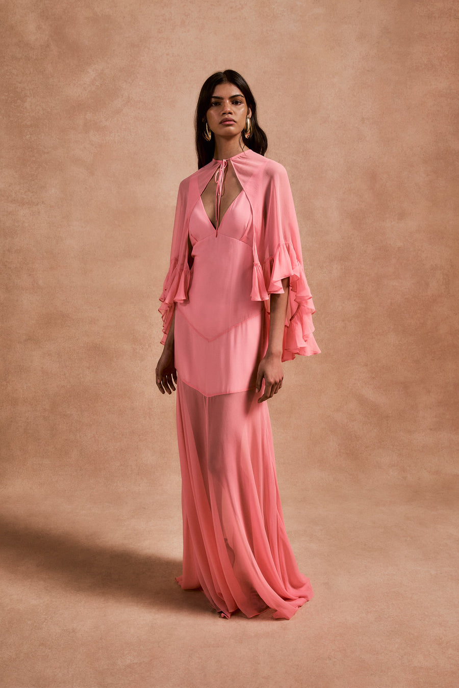 KATJA MAXI DRESS IN BALLET PINK SILK CHIFFON