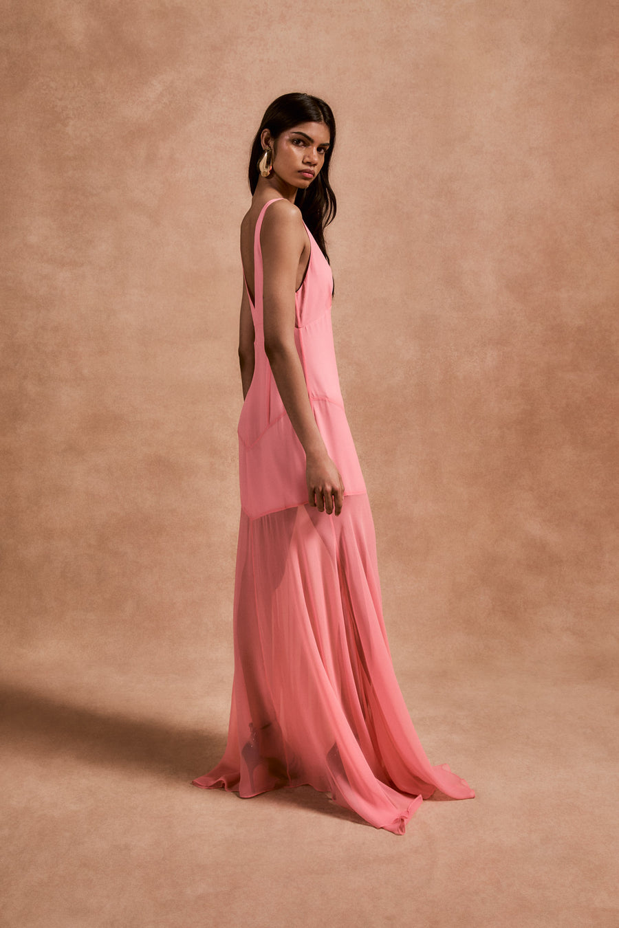 KATJA MAXI DRESS IN BALLET PINK SILK CHIFFON