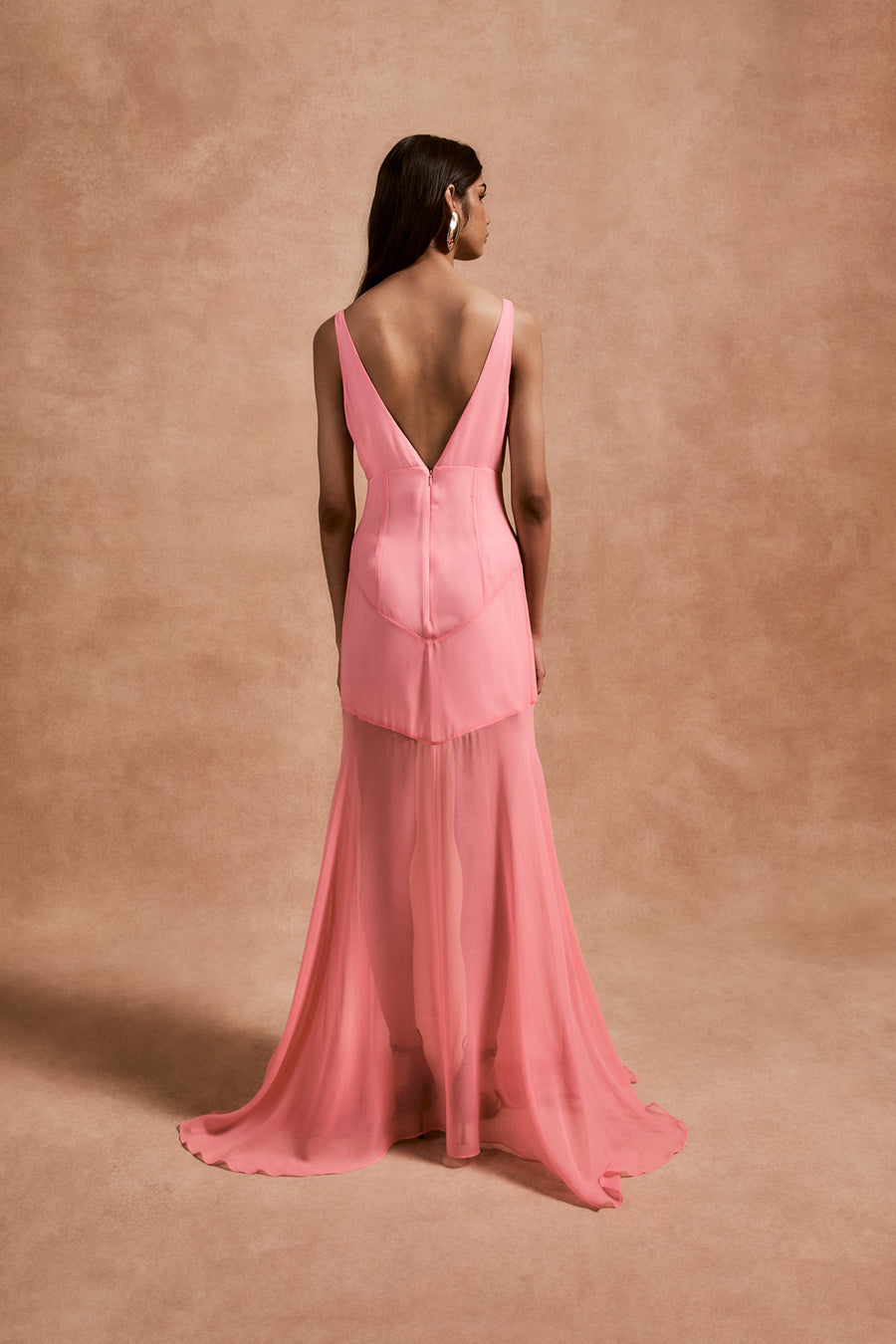 KATJA MAXI DRESS IN BALLET PINK SILK CHIFFON