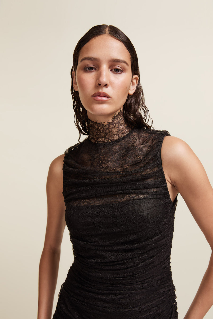 AUSTERE MAXI DRESS IN BLACK LACE