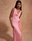 VIAJE MAXI DRESS IN BALLET PINK SILK CHIFFON