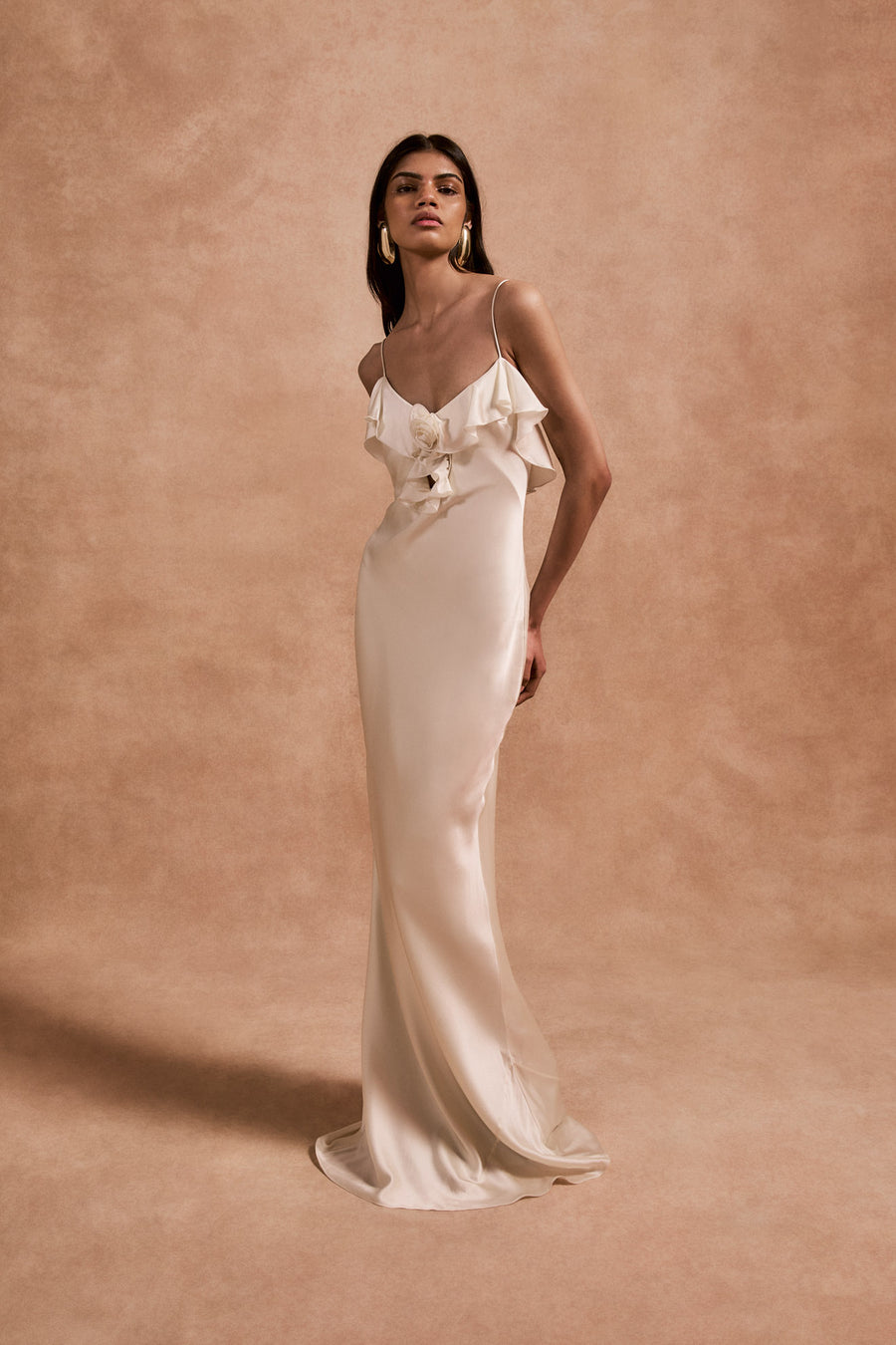 ESPERANZA MAXI DRESS IN IVORY SILK SATIN