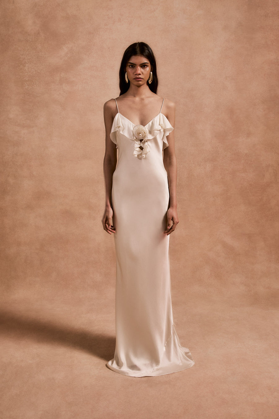 ESPERANZA MAXI DRESS IN IVORY SILK SATIN