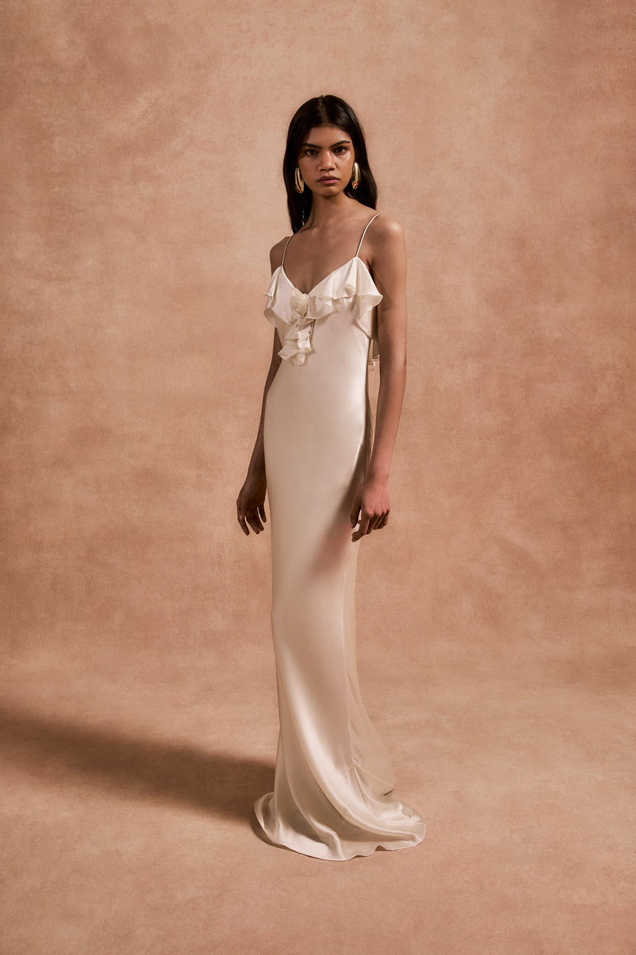 ESPERANZA MAXI DRESS IN IVORY SILK SATIN