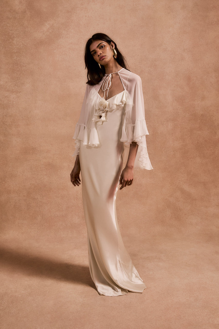 ESPERANZA MAXI DRESS IN IVORY SILK SATIN