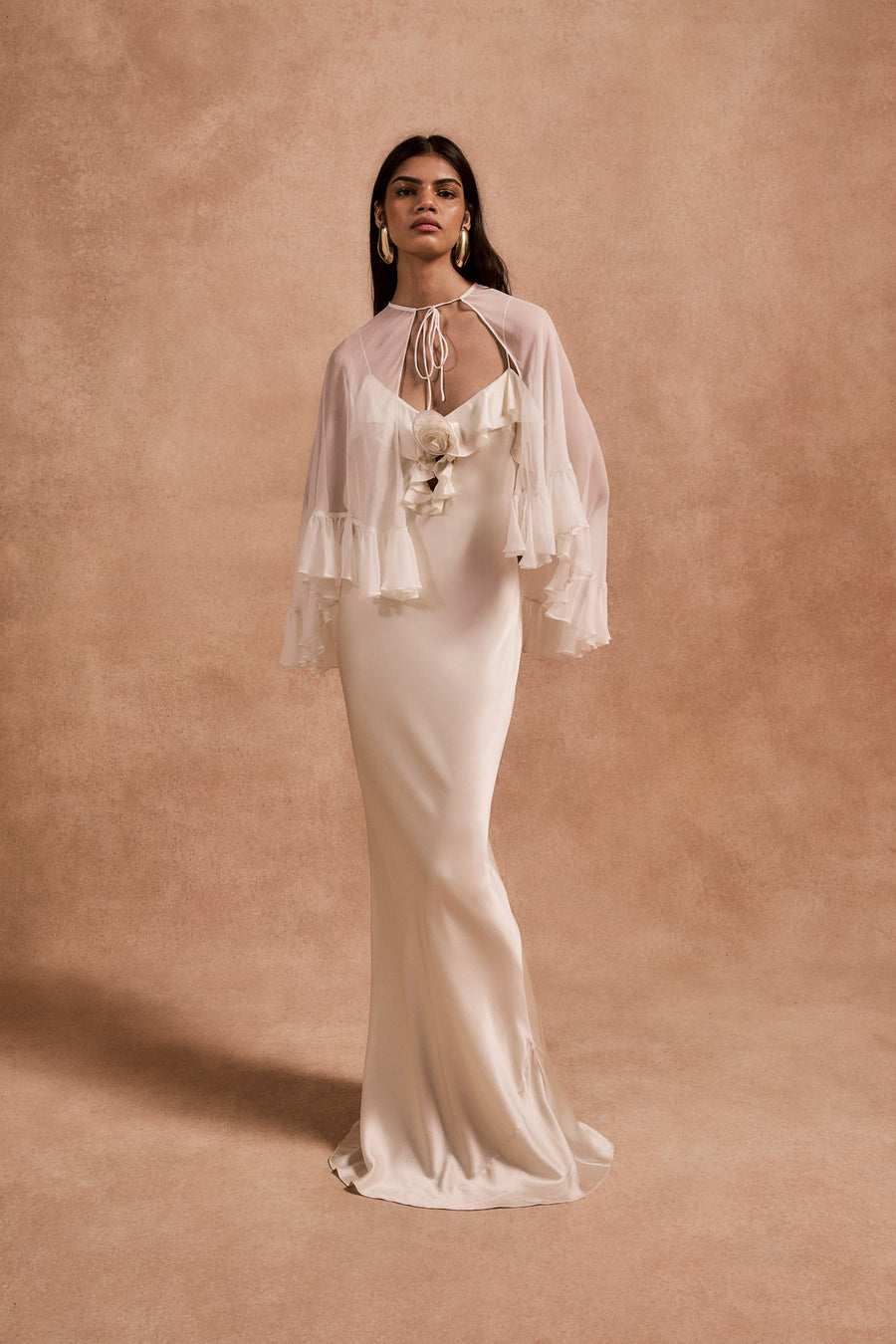 ESPERANZA MAXI DRESS IN IVORY SILK SATIN