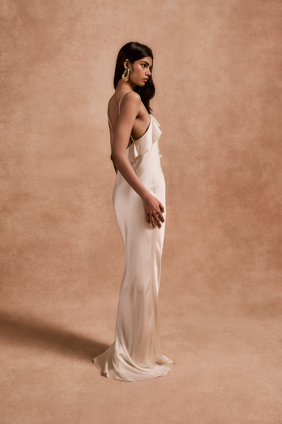 ESPERANZA MAXI DRESS IN IVORY SILK SATIN