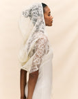IVORY LACE HOODED VEIL (MADE TO ORDER)