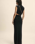 MAHOGANY MAXI DRESS IN BLACK JERSEY