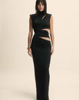 MAHOGANY MAXI DRESS IN BLACK JERSEY