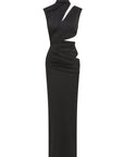 MAHOGANY MAXI DRESS IN BLACK JERSEY