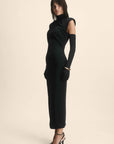 METROPOLITAN MIDI DRESS IN BLACK JERSEY