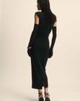 METROPOLITAN MIDI DRESS IN BLACK JERSEY