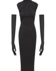 METROPOLITAN MIDI DRESS IN BLACK JERSEY