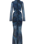 NORELL MAXI DRESS IN BASILISK BLUE JERSEY